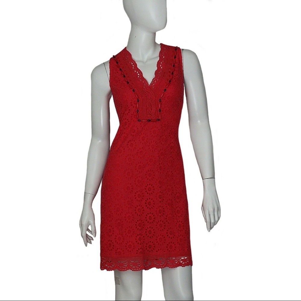 Hale Bob Small Pink Crochet Dress Bead Detail
